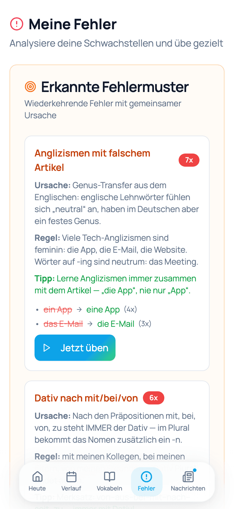 mitDeutsch fehler screen